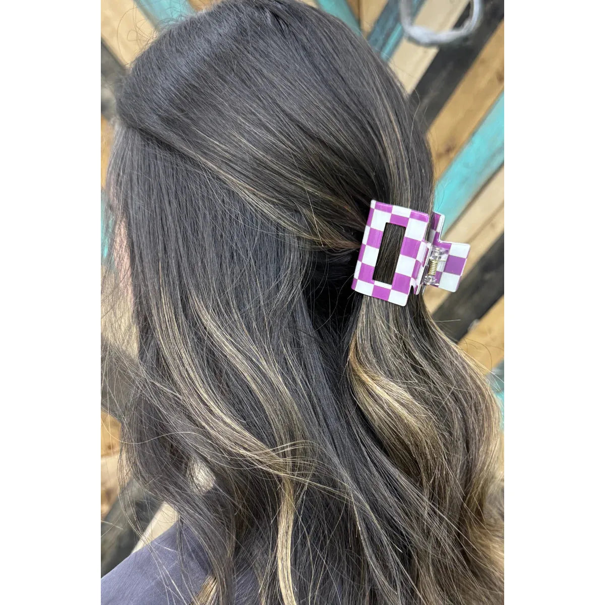 Sterling Kreek Mini Checked Funky Purple Clip