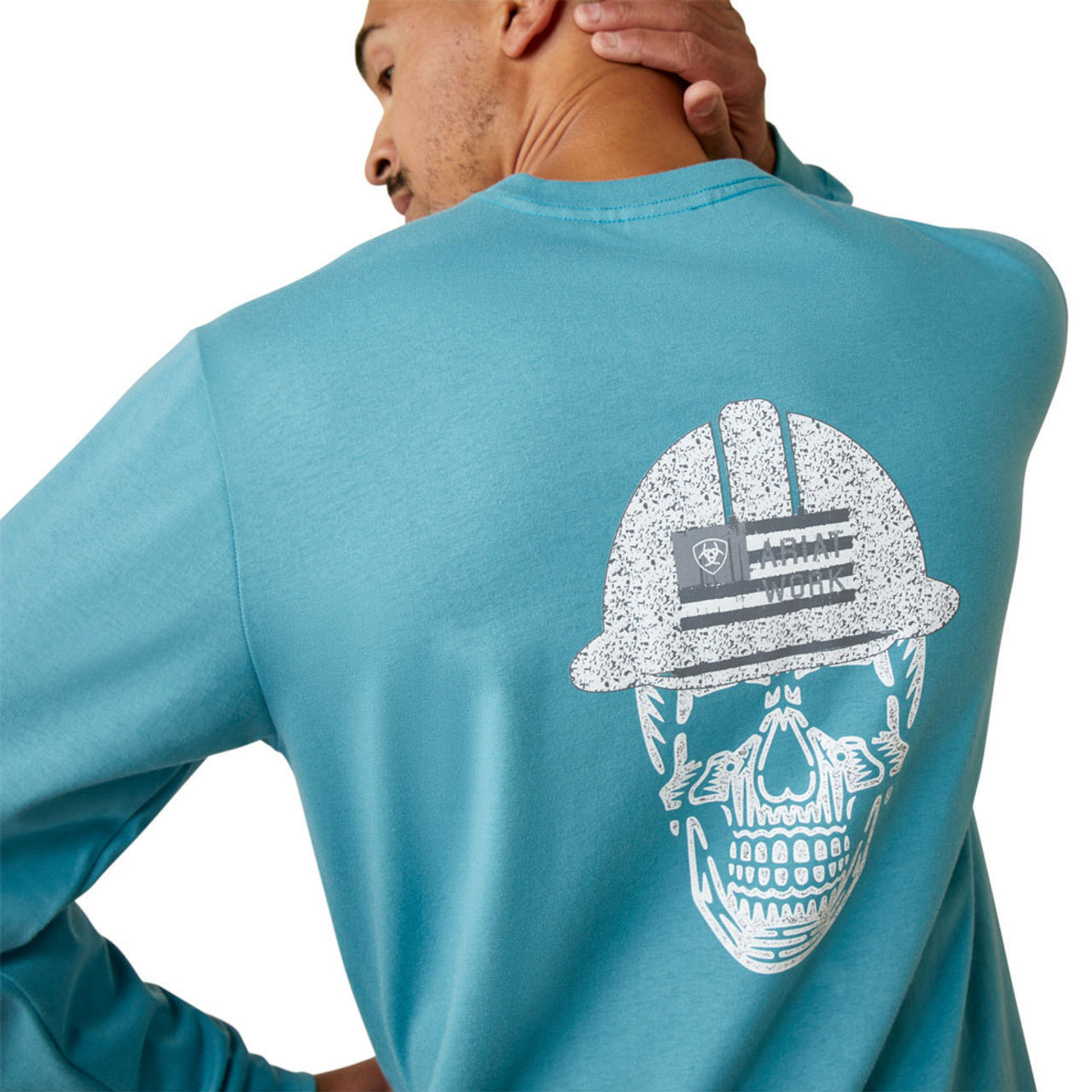 Ariat Men's Fire Resistant Roughneck Skull Logo LS T-Shirt - Storm Blue