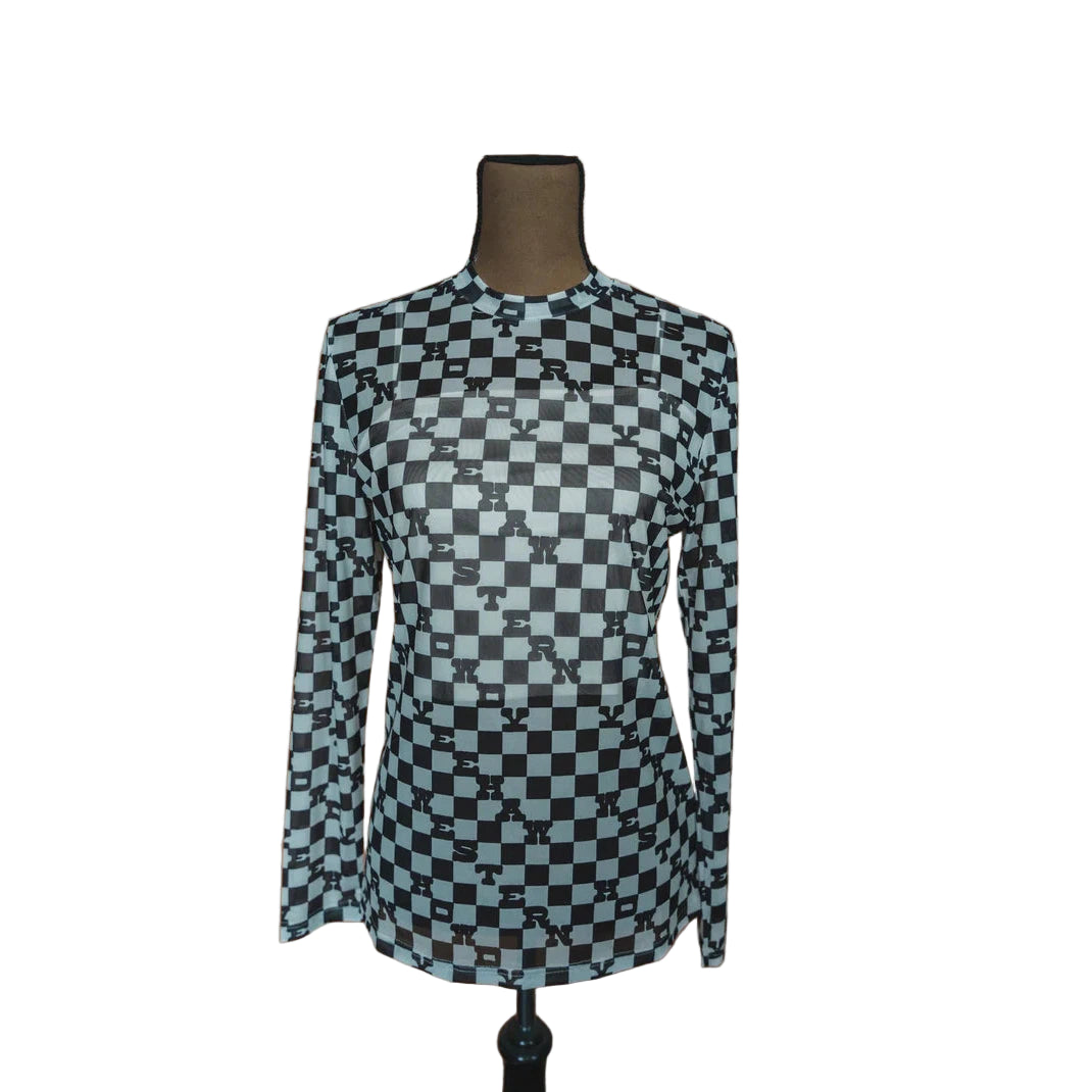 2 Fly Women's Slang N Bang Long Sleeve Mesh Top - Black/White