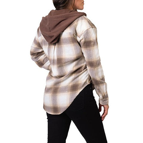 Silver Women's Hooded Plaid Shirt - Brown