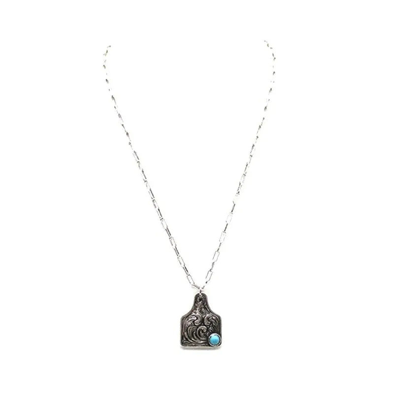 Snowing West Western Engraved Cattle Tag Necklace