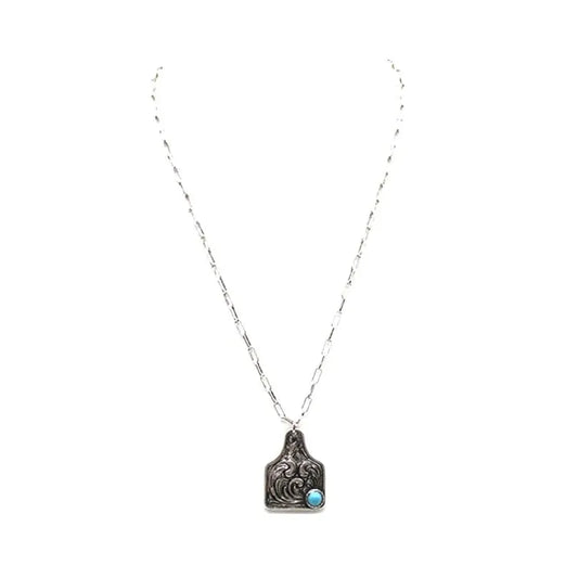 Snowing West Western Engraved Cattle Tag Necklace