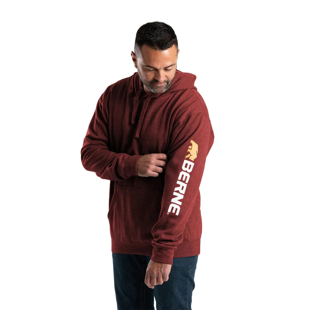 Berne Men's Signature Sleeve Hooded Pullover Hoodie - Brick