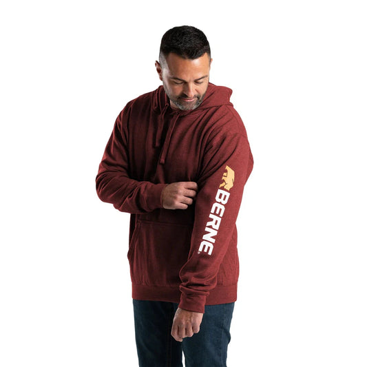Berne Men's Signature Sleeve Hooded Pullover Hoodie - Brick