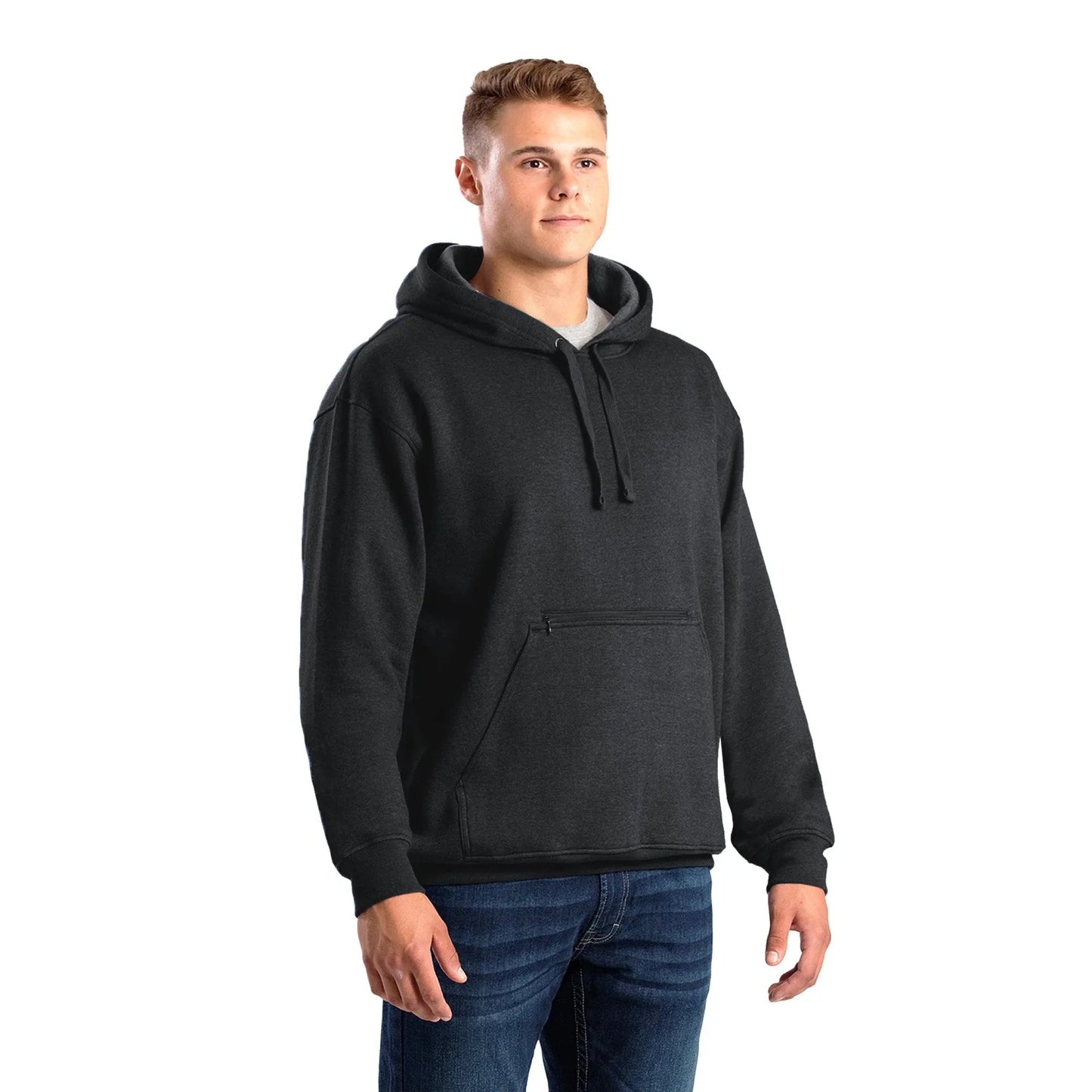 Berne Men's Zippered Pocket Hooded Pullover Sweatshirt - Assorted Colours