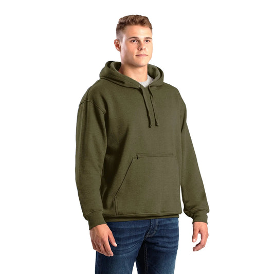 Berne Men's Zippered Pocket Hooded Pullover Sweatshirt - Assorted Colours