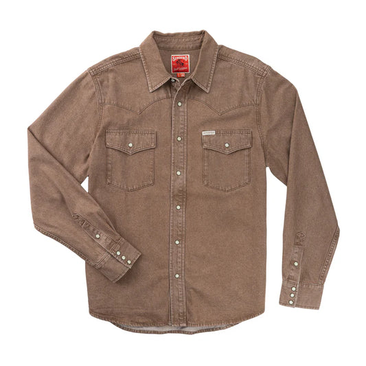 Sendero Men's The Wyatt Pearl Snap Long Sleeve Denim Shirt - Faded Brown