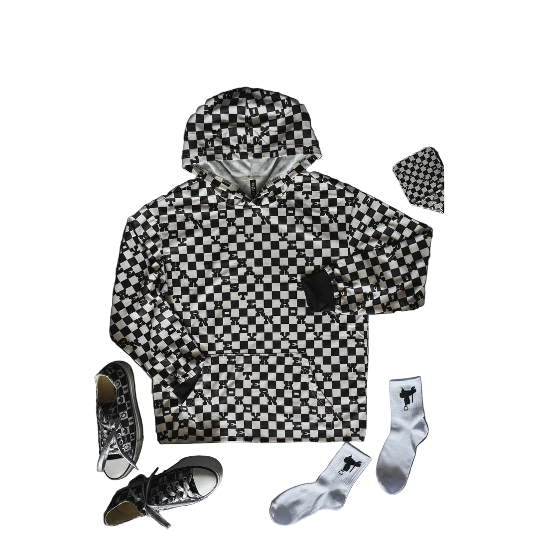 2 Fly Women's Square Dance Long Sleeve Hoodie - Black/White