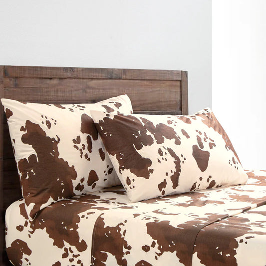 HiEnd Accents Elsa Cowhide Sheet Set - 4 pieces - King - Chocolate