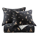 Hi End Accents Conversation Reversible Quilt Set- Black