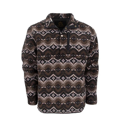 STS Men's Wren Aztec Fleece Pullover Jacket - Black