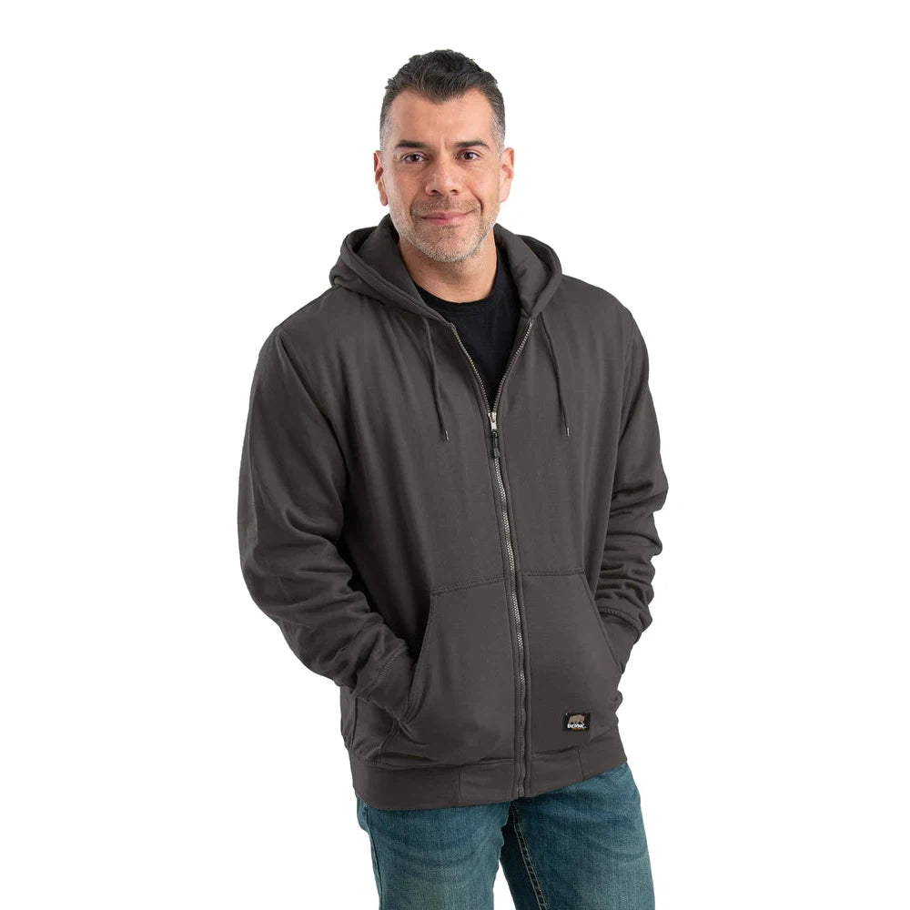 Berne Men's Heritage Thermal-Lined Full-Zip Hooded Sweatshirt - Charcoal