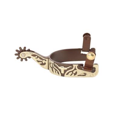 Aime Imports Men's BR Showspurs Longhorn 1" Band 2" Shank GS Eng Trim