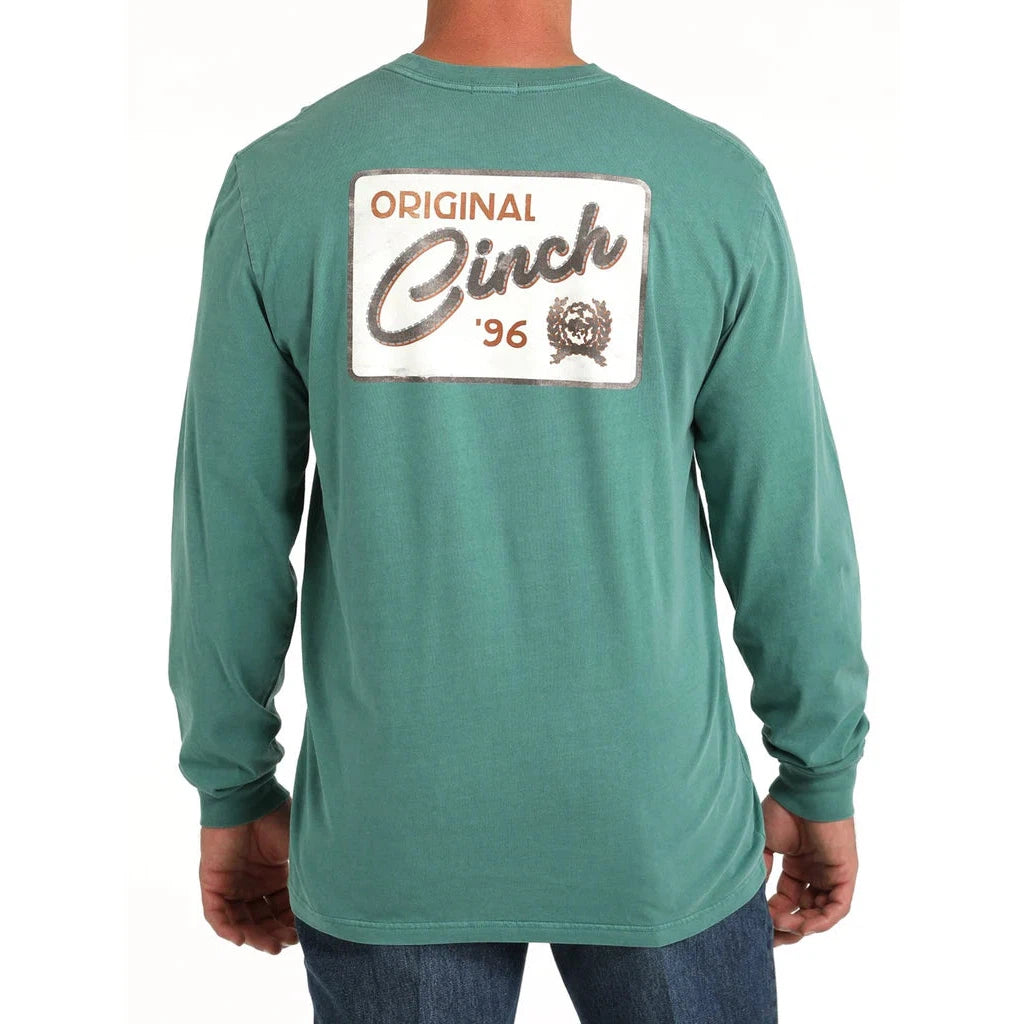 Cinch Men's Long Sleeve Tee Shirt- Green