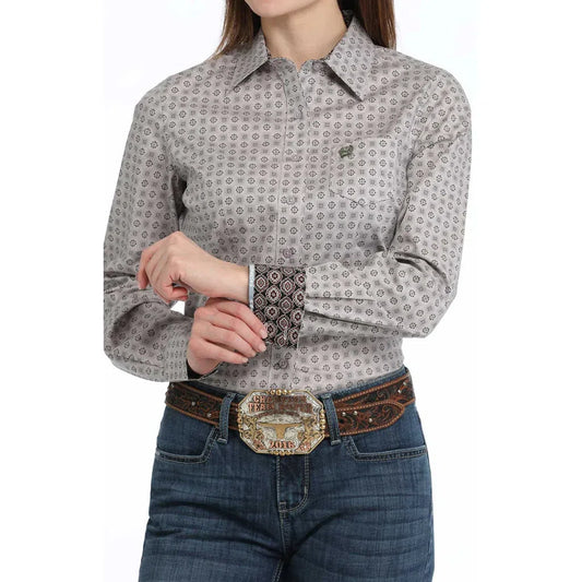 Cinch  Women's Medallion Print Long Sleeve Print Shirt - Lilac