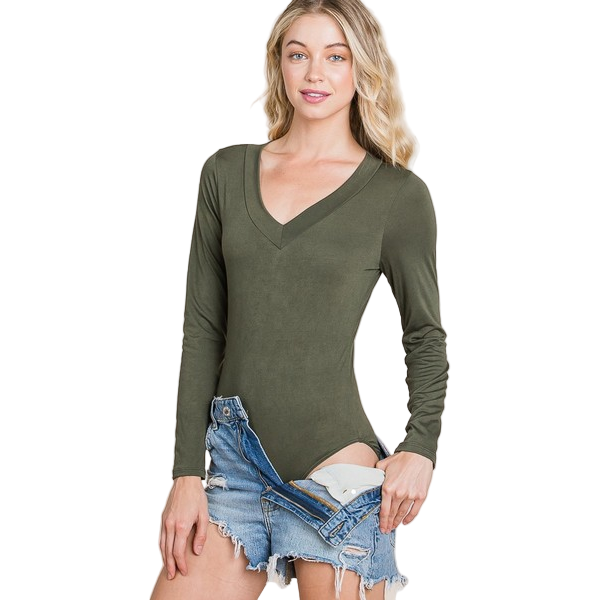 Vanilla Bay V-Neck Long Sleeve Basic Bodysuit