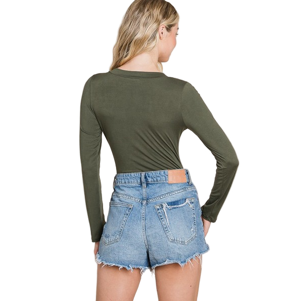 Vanilla Bay V-Neck Long Sleeve Basic Bodysuit