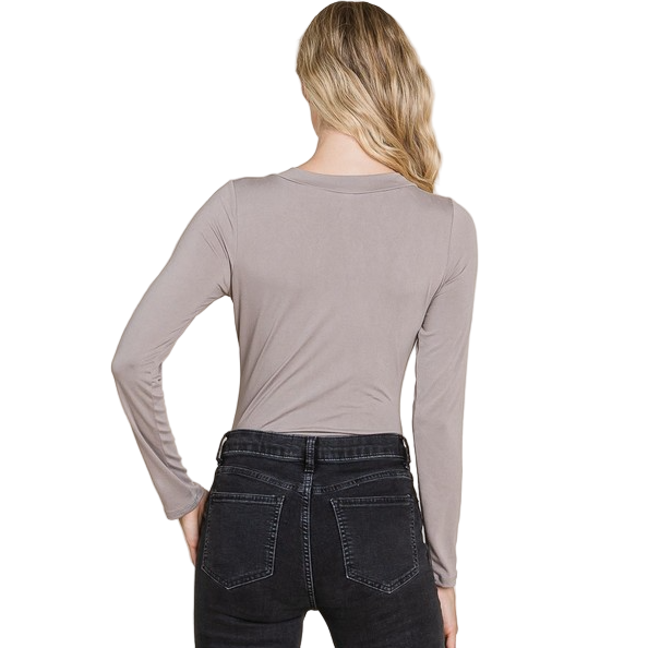 Vanilla Bay V-Neck Long Sleeve Basic Bodysuit
