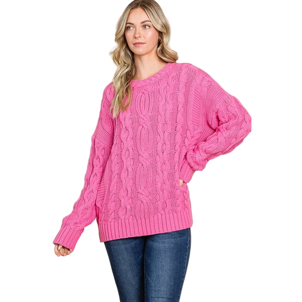 Vanilla Bay Women's Cable Knit Long Sleeve Round Neck Sweater
