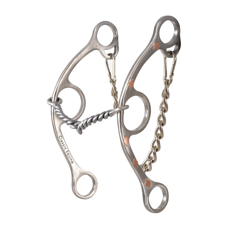 Sherry Cervi Barrel Bit Long Shank Twisted Wire Snaffle Gag Barrel Bit