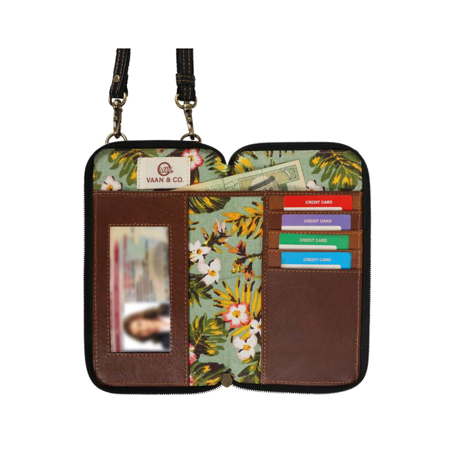 Edenborough Small Cellphone Crossbody Bag - Yellow/Green