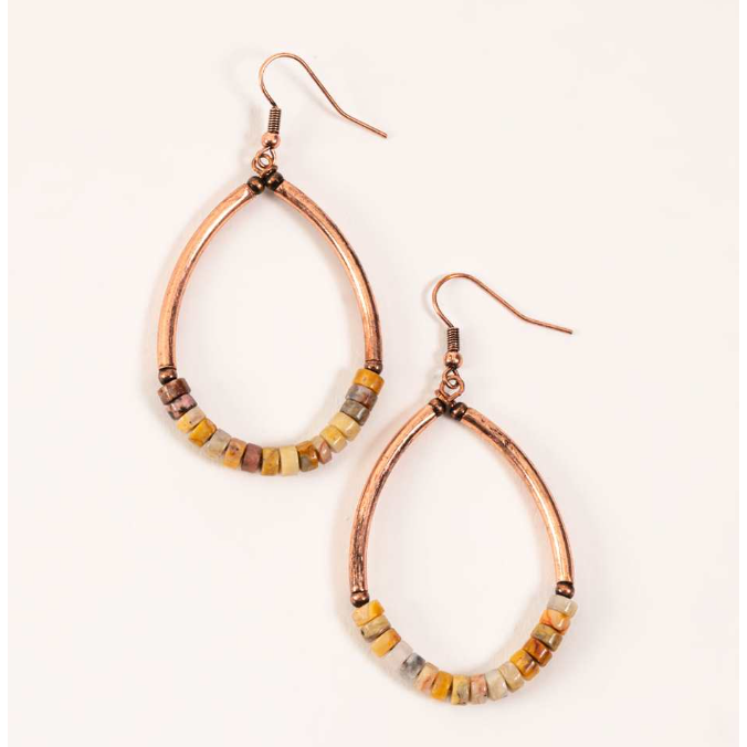 Edenborough Teardrop Beaded Earrings - Copper