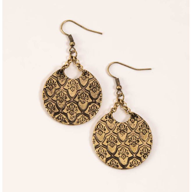 Edenborough Wild Spirit Engraved Disc Earrings - Gold