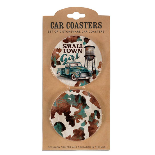 Edenborough 2pk Car Coasters - Small Town Girl