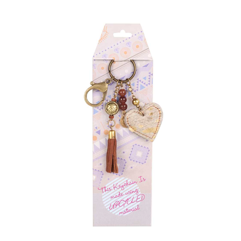 Edenborough Heart Keychain - Tan Hairon