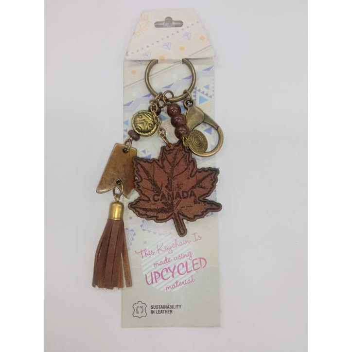 Edenborough Maple Leaf Keychain - Brown