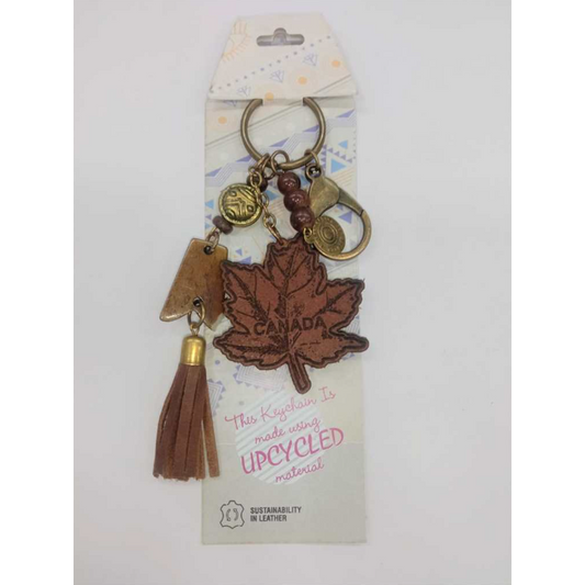 Edenborough Maple Leaf Keychain - Brown