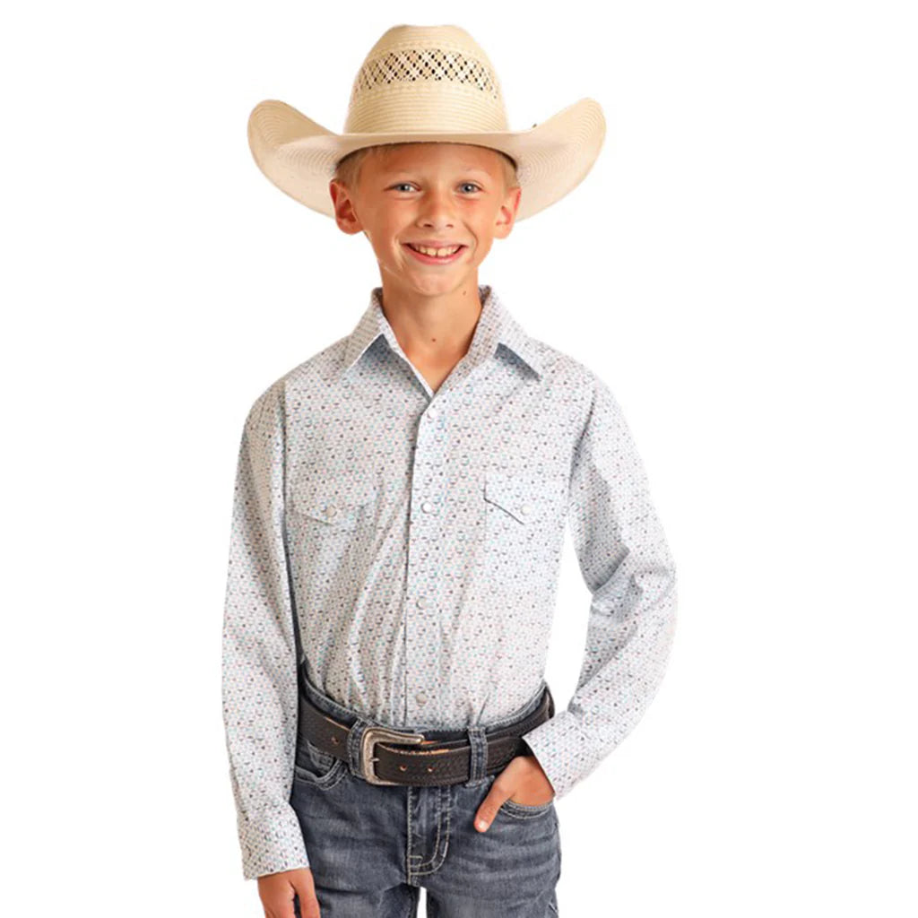 Panhandle Boy's 2 Pocket Snap Shirt- Blue