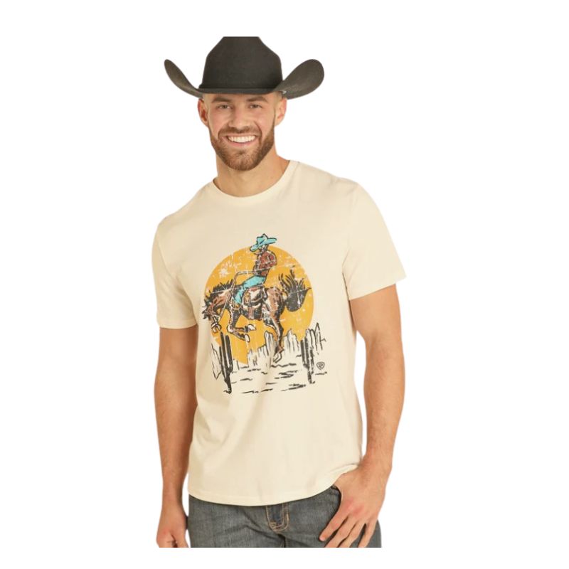 Rock &amp; Roll Unisex Saddle Bronc Graphic T-Shirt - Natural