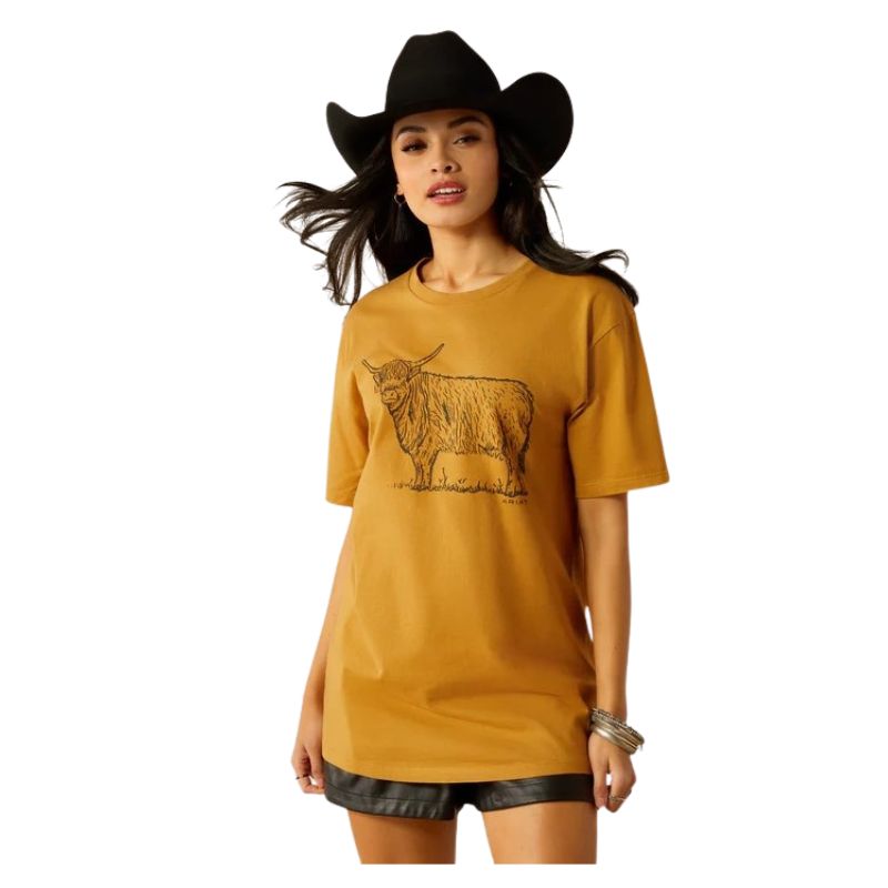 Ariat Women's Highlander Short Sleeve Tee Shirt- Harvest Gold