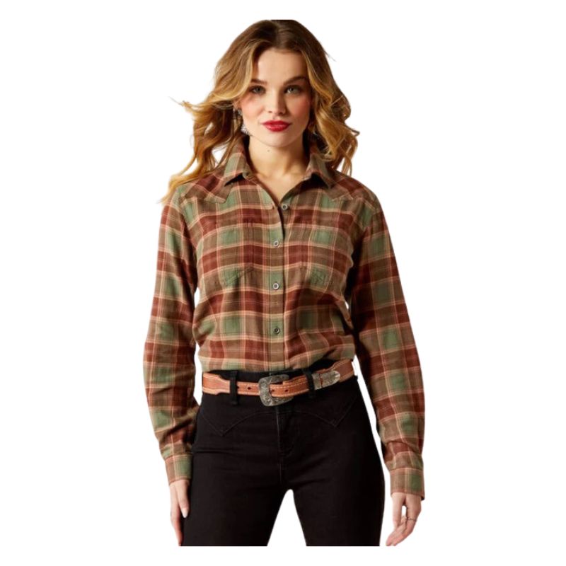 Ariat Women's REAL Billie Jean  Long Sleeve Shirt - Oakwood Plaid