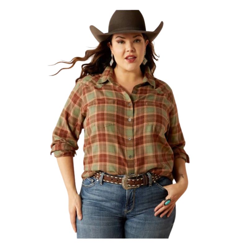 Ariat Women's REAL Billie Jean  Long Sleeve Shirt - Oakwood Plaid