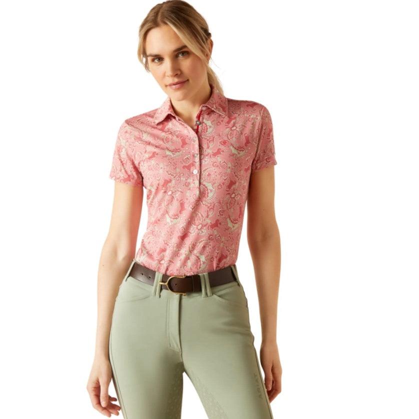 Ariat Women's Motif Polo Short Sleeve - Rose Baroque Horse