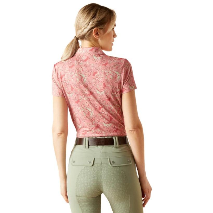 Ariat Women's Motif Polo Short Sleeve - Rose Baroque Horse
