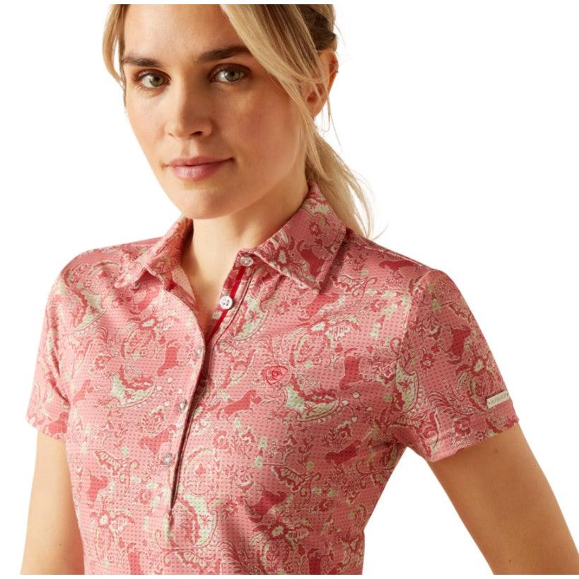 Ariat Women's Motif Polo Short Sleeve - Rose Baroque Horse