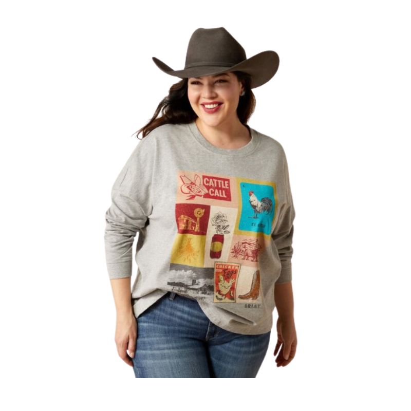 Ariat Women's Cattle Call Oversized Long Sleeve Shirt - Heather Grey