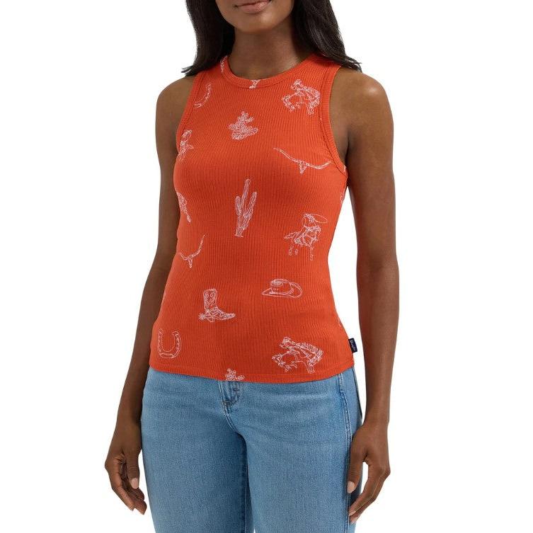 Wrangler Women's Retro Punch Tank- Red Orange