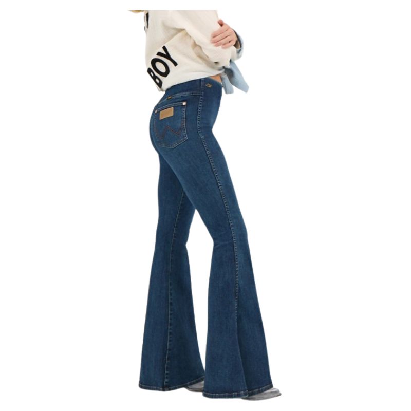 Wrangler Women's Lainey Wilson Pull On Bell Bottoms- Dark Denim Wash