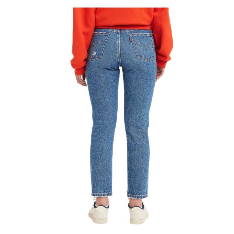 Levi Women's 501 High Rise Straight Cropped Jeans - Dark Indigo Destructed
