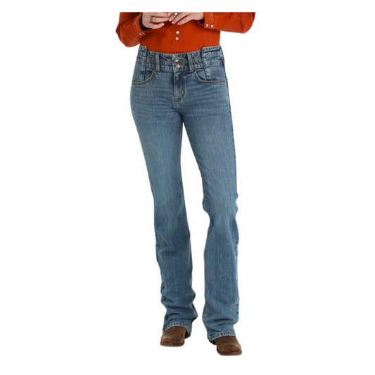 Cinch Women's Hannah Slim Fit Boot Cut Jeans- Medium Stone