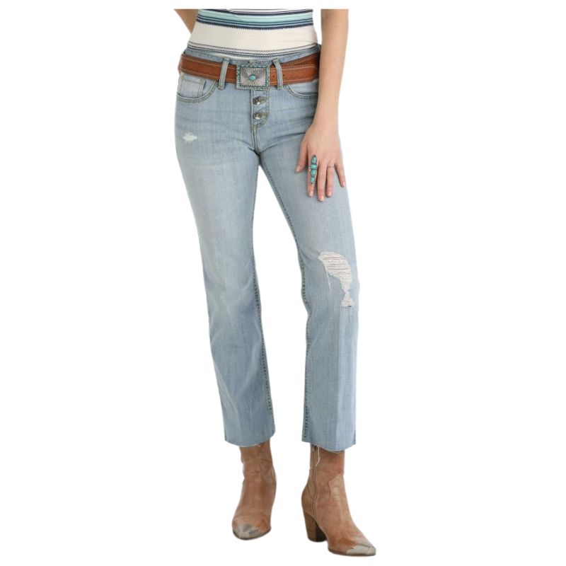 Cinch Women's Hannah Crop Jeans- Light Stone
