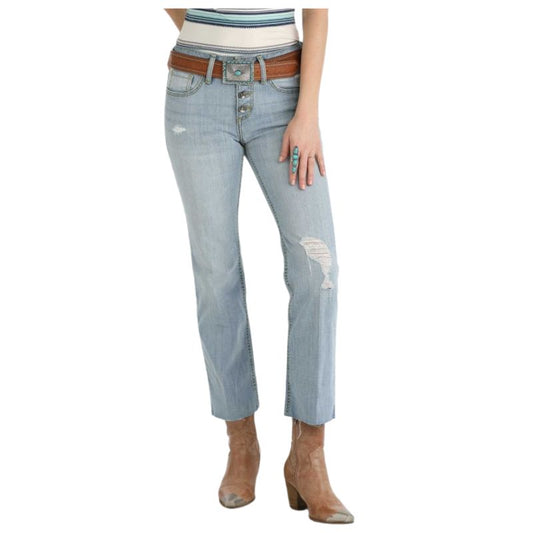 Cinch Women's Hannah Crop Jeans- Light Stone
