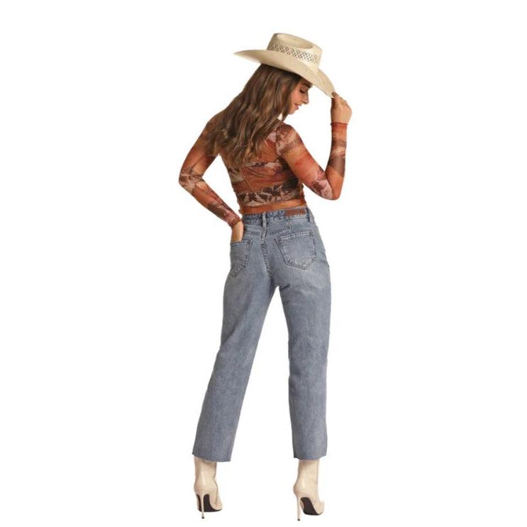 Rock & Roll Women's Back Yoke Detail Crop Jeans