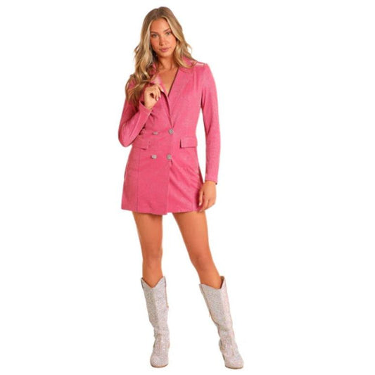 Rock & Roll Women's Iridescent Blazer Dress- Pink