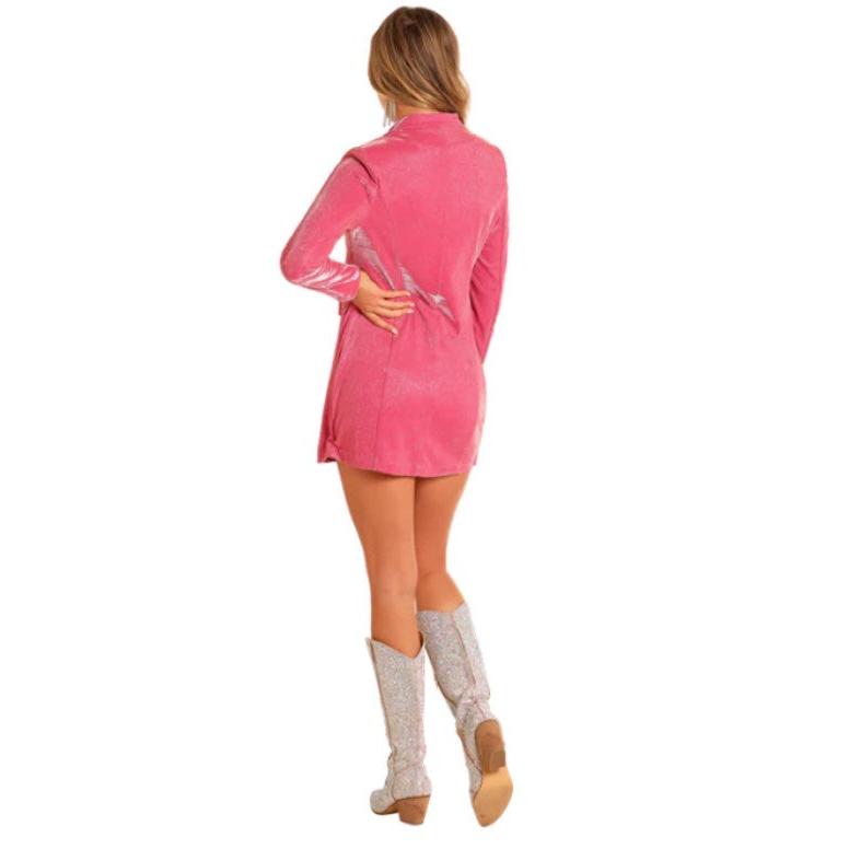 Rock & Roll Women's Iridescent Blazer Dress- Pink