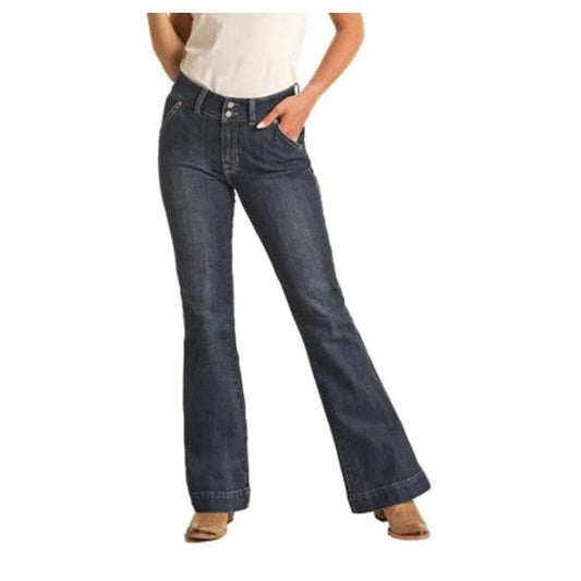 Rock & Roll Women's Dark Vintage High Rise Trouser